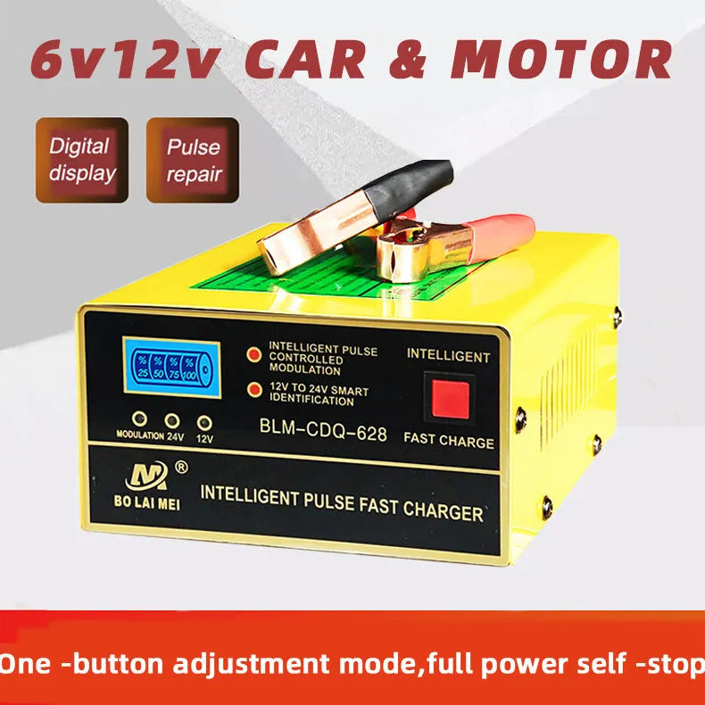 BT 168 model 12V and 24V intelligent automobile battery charger with American plug.