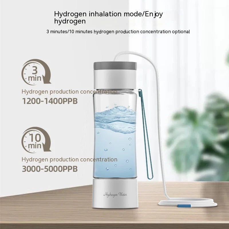 Hydrogen-rich water cup with ionic screen protector in black and white, 380ml capacity