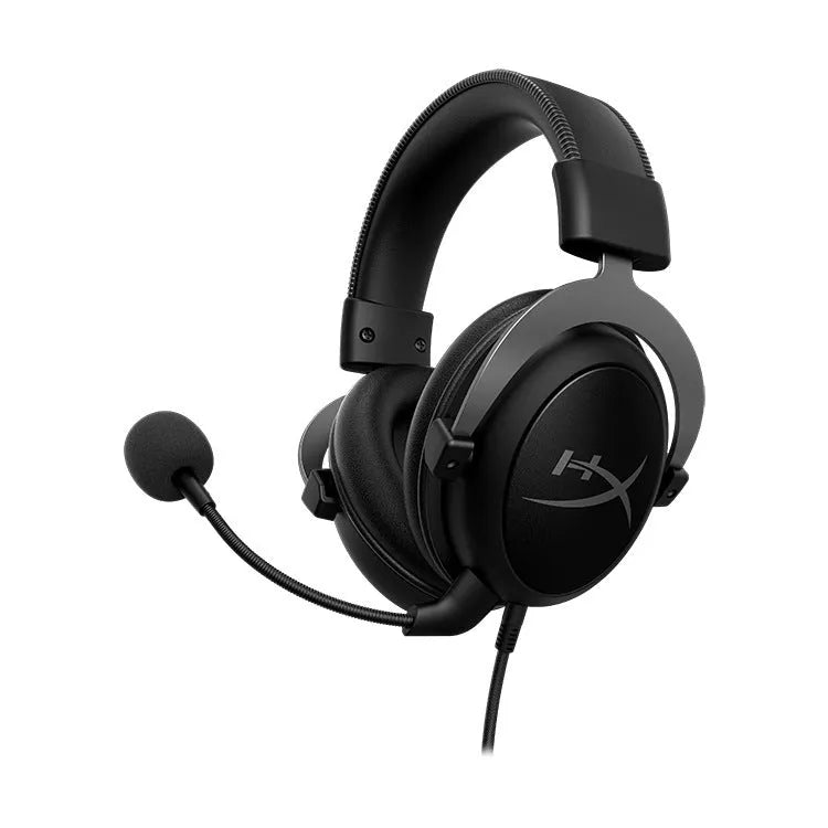 Wired gaming headset with detachable microphone and USB sound card remote in black red colour.