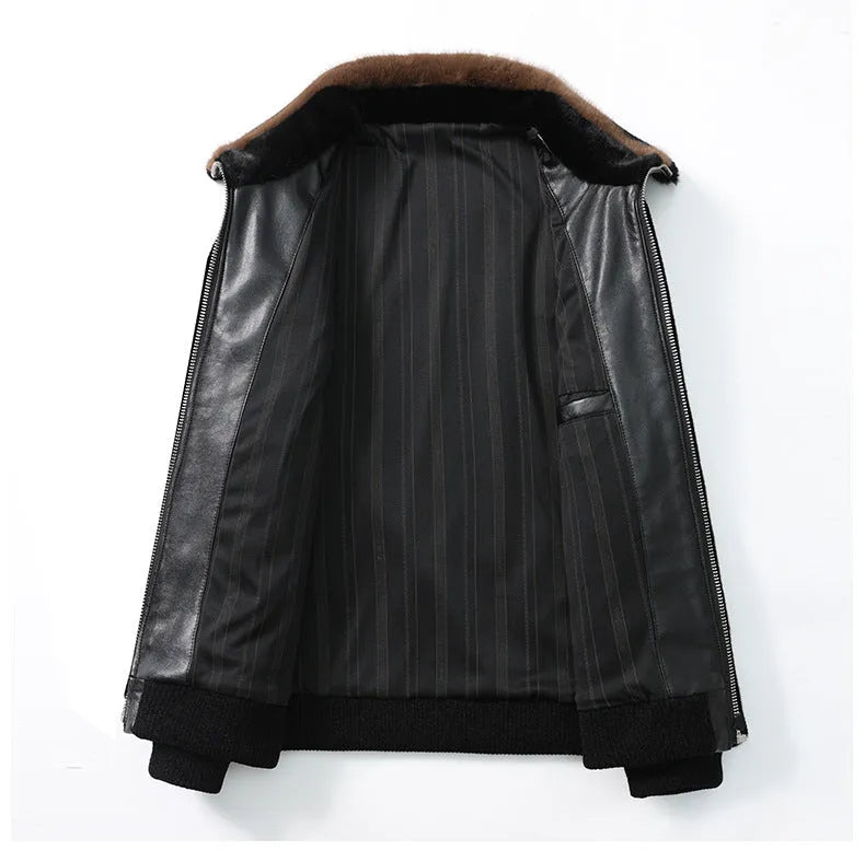 Winter men's artificial fur jacket coat in black city style, 50cm length, sizes M to 4XL