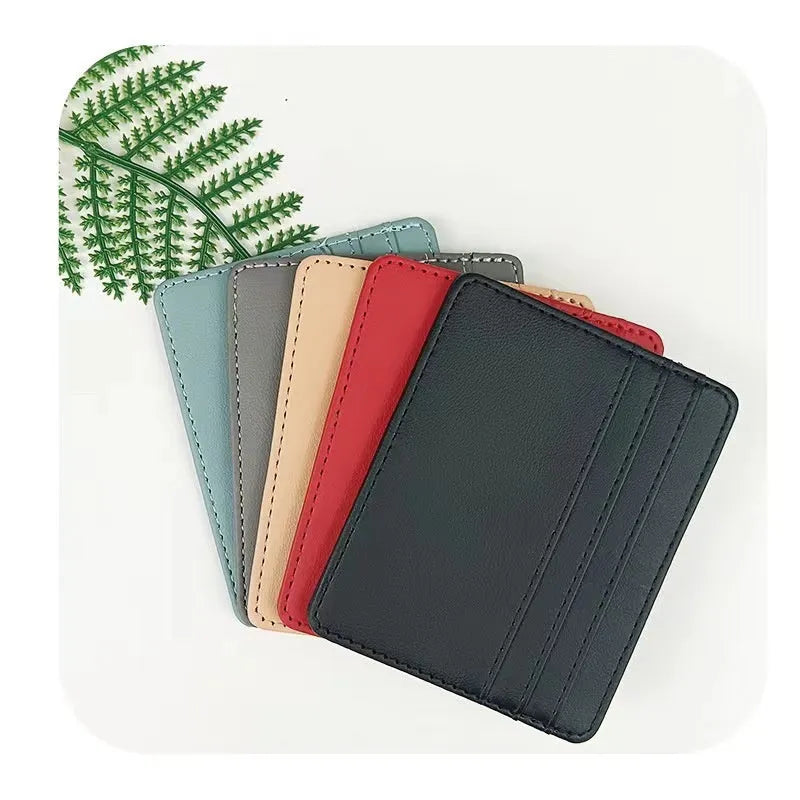 Compact PU card holder ferrule with multiple card slots in solid colour, nylon lined interior