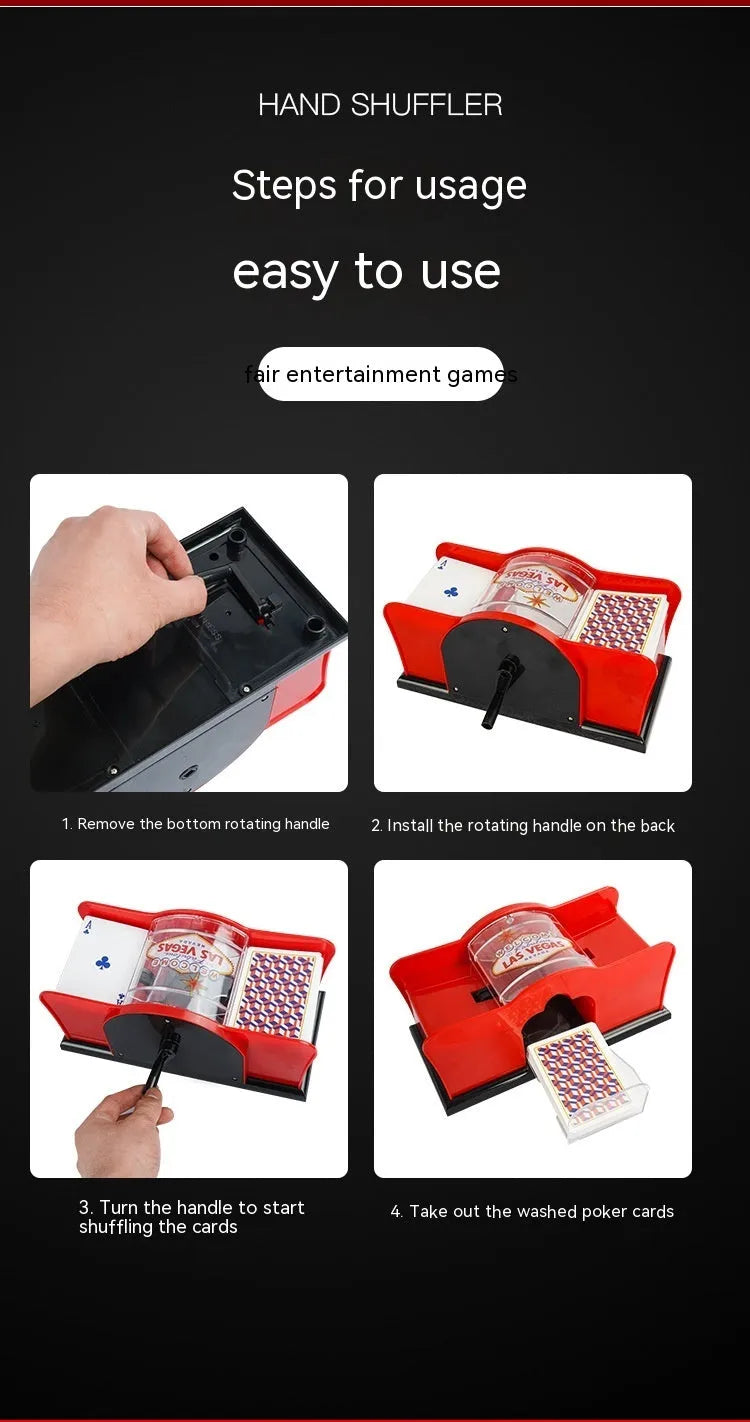Manual hand-cranked card shuffler machine for casino games blackjack poker