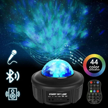Bluetooth Music Starry Sky Projector with dynamic four-colour water pattern light and lasers