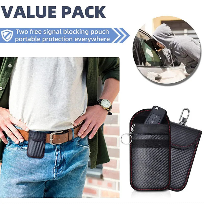 Carbon fiber anti-theft shielding box and key case set with RFID blocking nano material