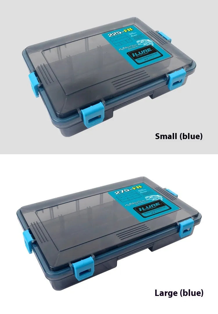 Blue waterproof fishing lure storage box with PP plastic construction