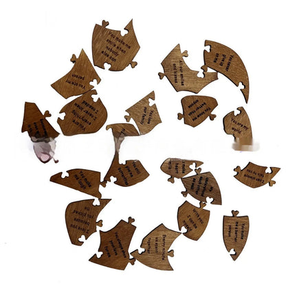 Wooden heart puzzle with love messages for romantic occasions