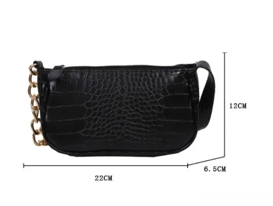 Retro PU underarm baguette shoulder bag in horizontal square shape with car stitch detail
