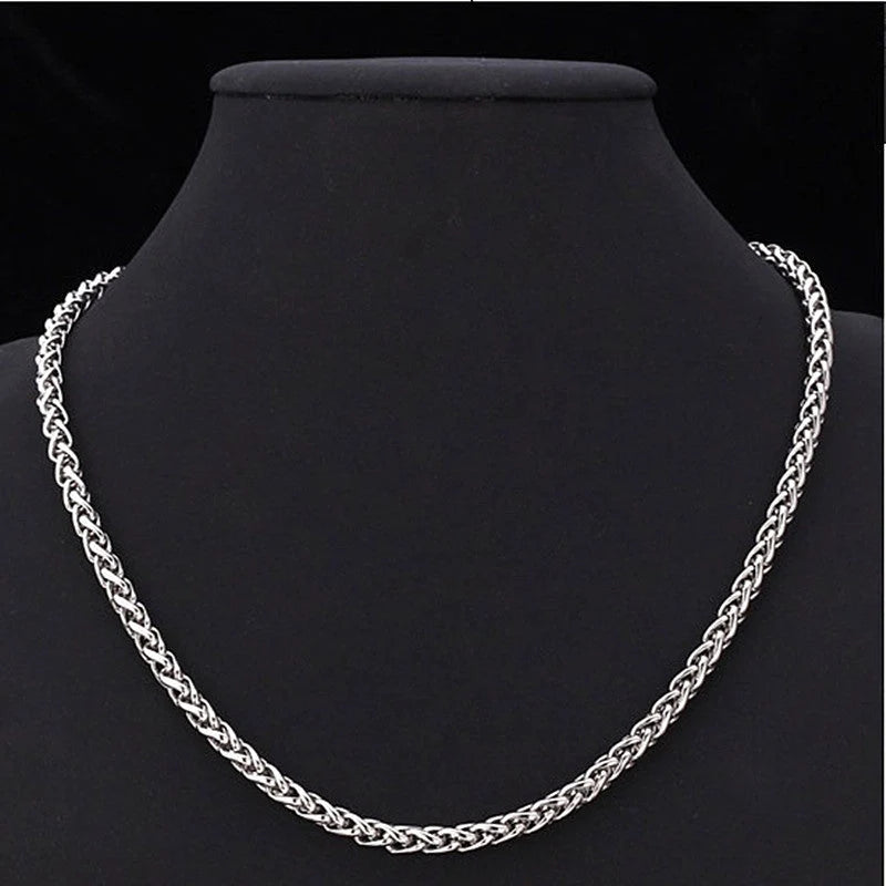 Men's stainless steel punk style chain necklace with geometric pattern