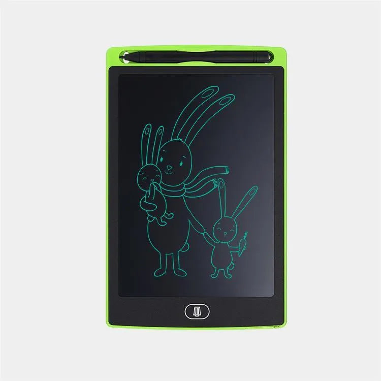 Electronic writing board for children with plastic construction and drawing surface in four colour options