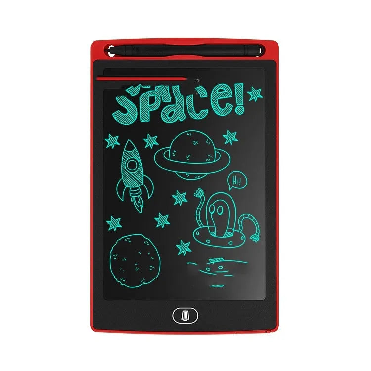 Electronic writing board for children with plastic construction and drawing surface in four colour options