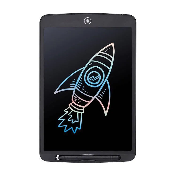 Electronic writing board for children with plastic construction and drawing surface in four colour options