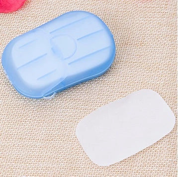 Compact disposable travel soap sheets in a durable PP5 container, perfect for on-the-go hygiene