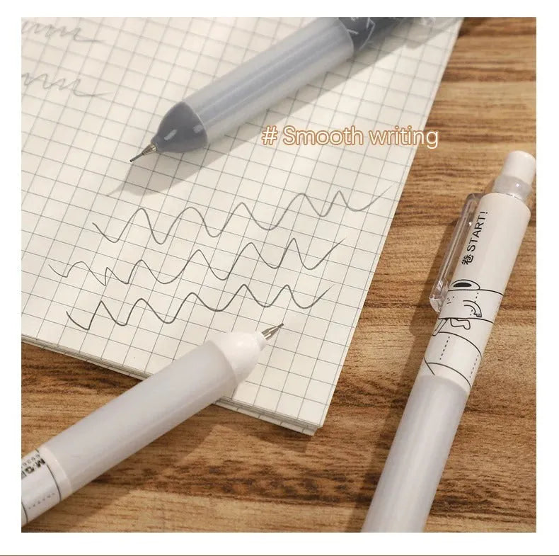 Black and white 0.5mm mechanical pencils with a soft grip section and push-button top.
