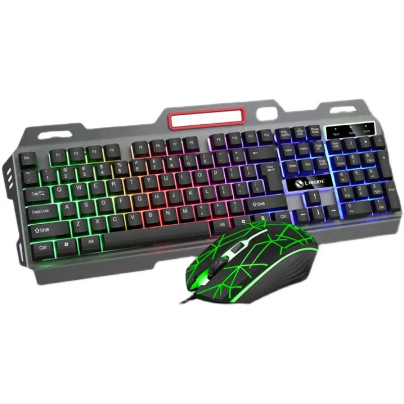 Limei gaming keyboard and mouse set with luminous keys in black or white options