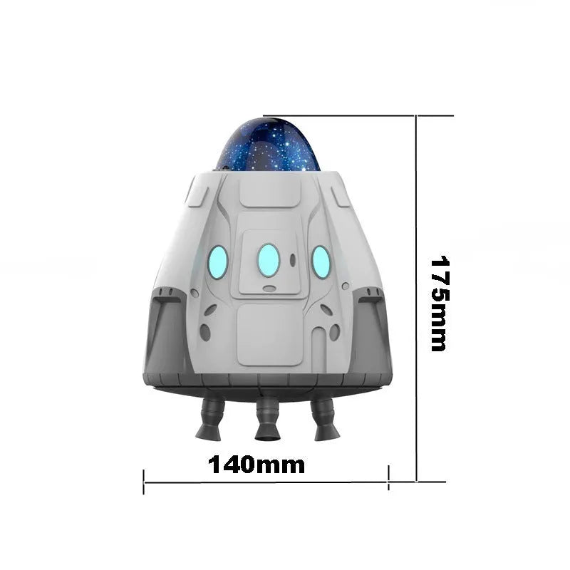 White capsule-shaped Bluetooth northern lights starry sky ambience light projector with remote control.