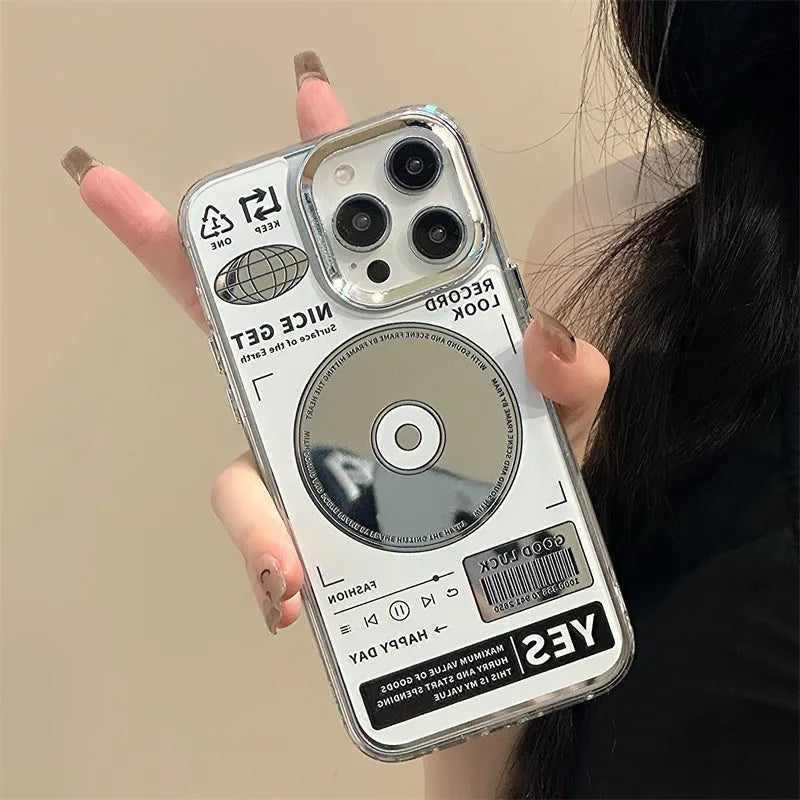 Three-in-one mirror phone case for Apple iPhone, transparent TPU back cover with painted mirror finish
