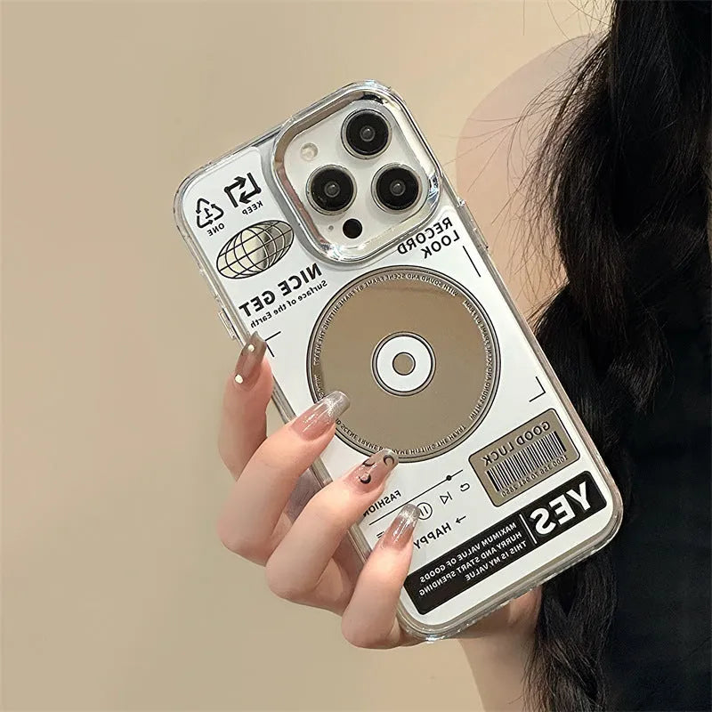 Three-in-one mirror phone case for Apple iPhone, transparent TPU back cover with painted mirror finish