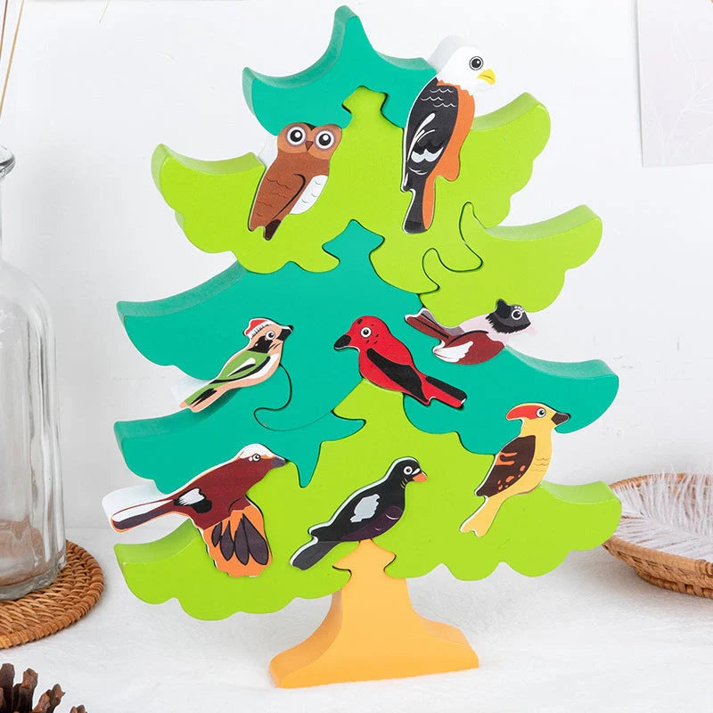 Wooden Bird Tree 3D Jigsaw Puzzle for children aged 4-6, educational and fun
