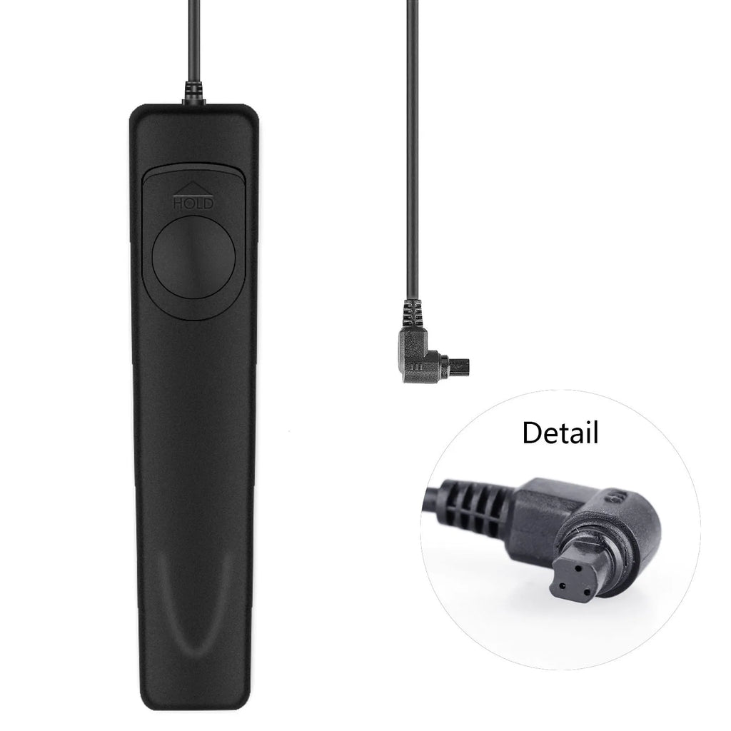Black plastic wired remote shutter release cable for Canon EOS cameras with copper wire