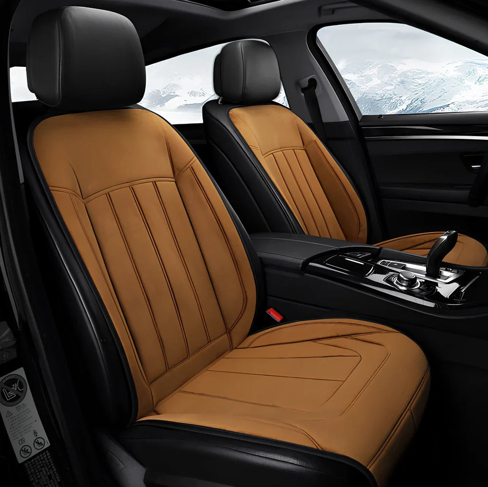 Winter car heating cushion in black, 125cm x 52cm diamond velvet with massage blowers and non-slip base