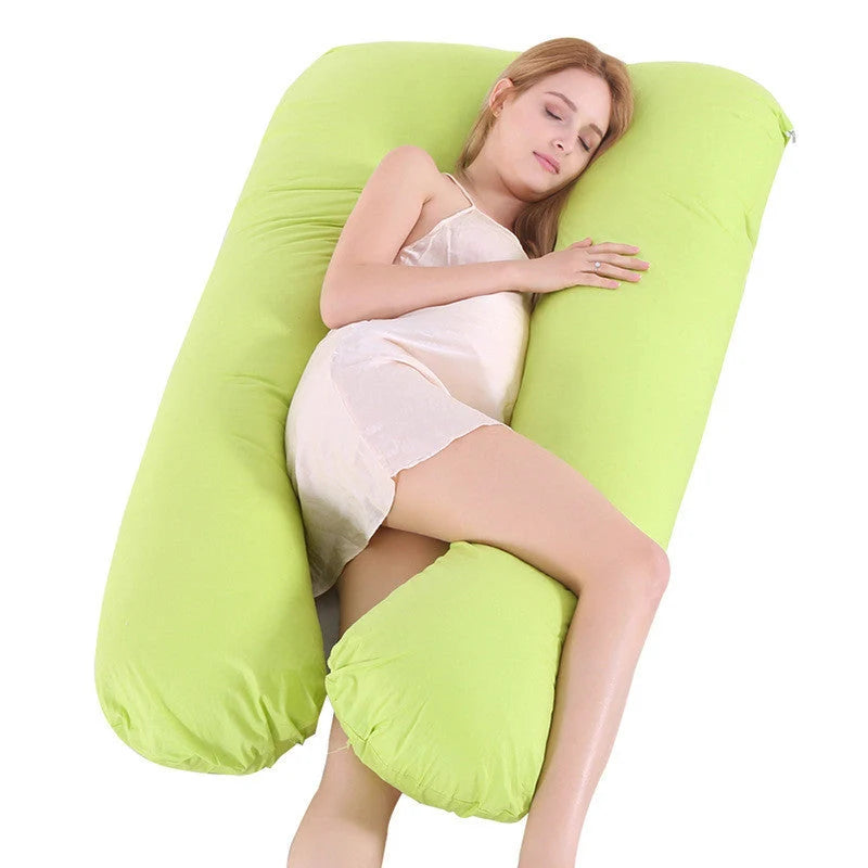 U-shape pregnancy pillow with removable pure cotton cover for support and comfort
