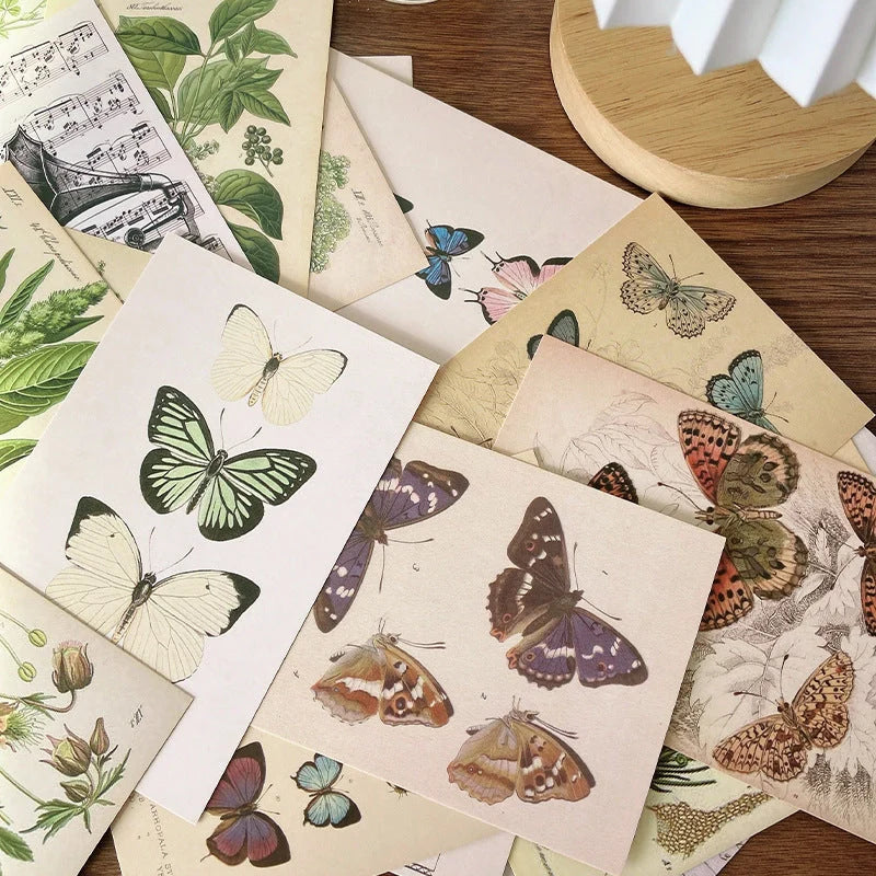 Forest Plant Series Decorative Card Set featuring retro botanical illustrations for wall decoration