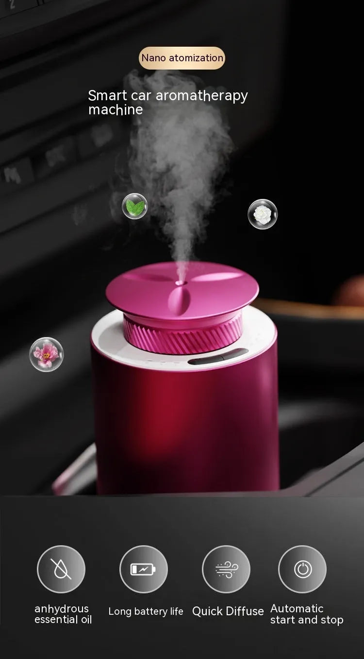 Portable rechargeable aroma diffuser with column-shaped metal housing in four colour options