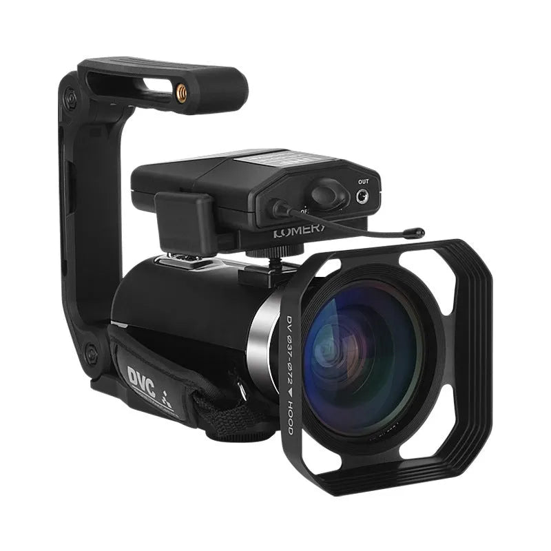 Black WIFI digital HD night vision camera with 3-inch LCD screen shown with USB cable and lens cover.