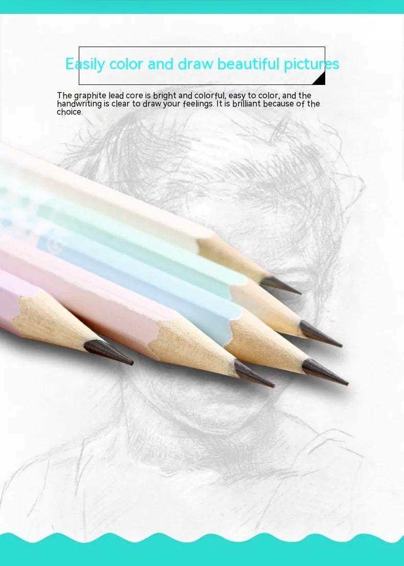 Basswood hexagonal thermal transfer pencil showing six-angle shape and wood grain texture