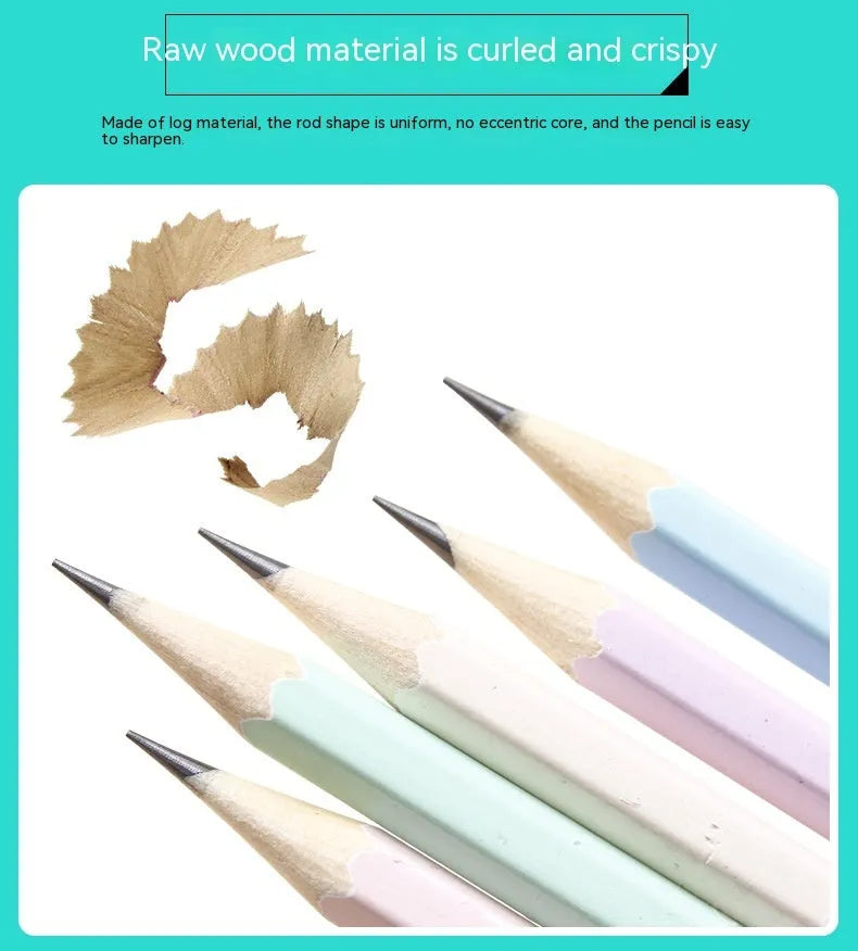 Basswood hexagonal thermal transfer pencil showing six-angle shape and wood grain texture