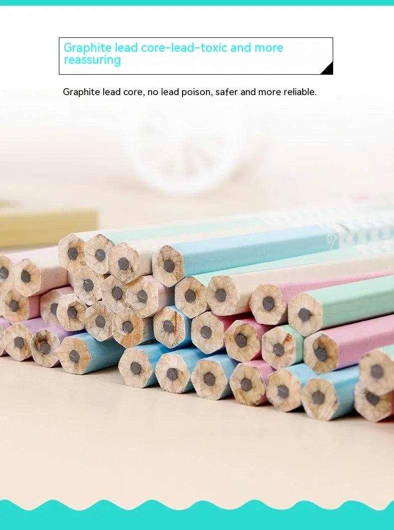 Basswood hexagonal thermal transfer pencil showing six-angle shape and wood grain texture
