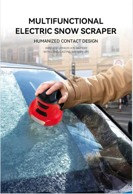 Blue plastic winter car ice scraper and snow shovel tool for vehicle maintenance