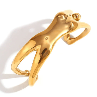 Gold plated stainless steel bracelet with creative female body design