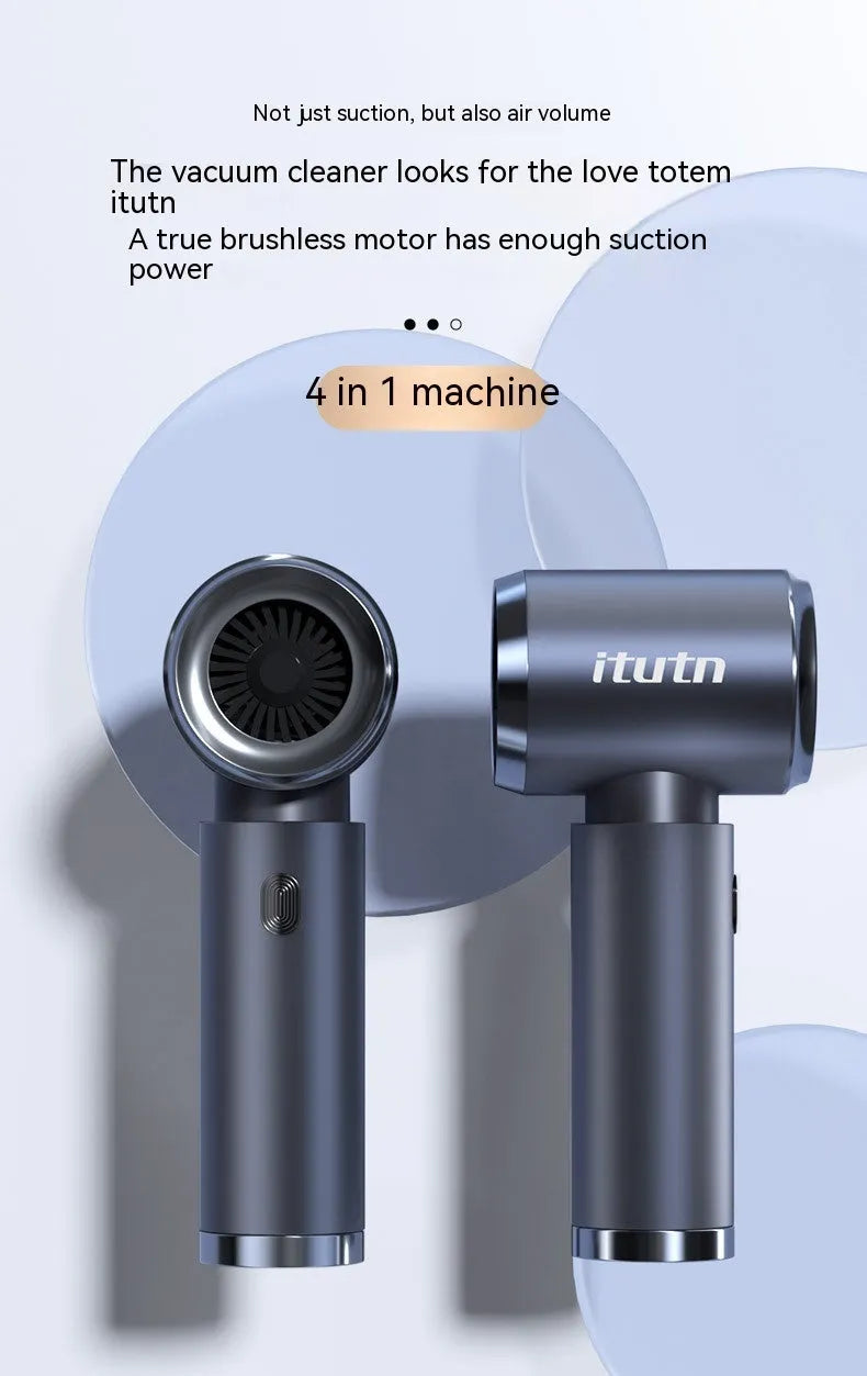 Handheld car vacuum cleaner in space gray with strong suction nozzle for vehicle interior cleaning
