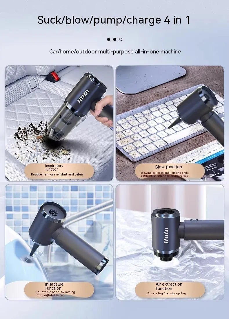 Handheld car vacuum cleaner in space gray with strong suction nozzle for vehicle interior cleaning