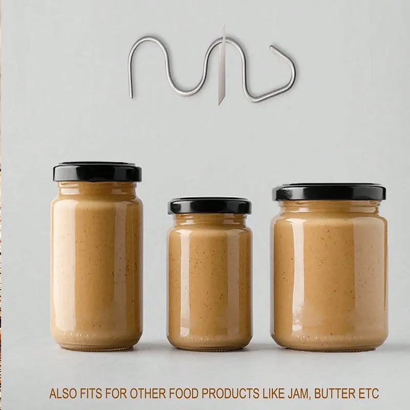 Stainless steel peanut butter mixer sauce stirring rod on white background