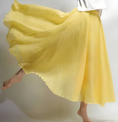 Women's cotton-linen blend A-line summer skirt with big pendulum design in various colours