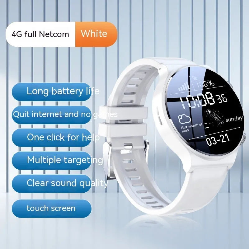 Smart watch with 1.28-inch screen in black or white showing time display