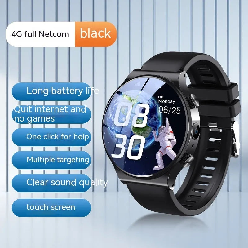 Smart watch with 1.28-inch screen in black or white showing time display
