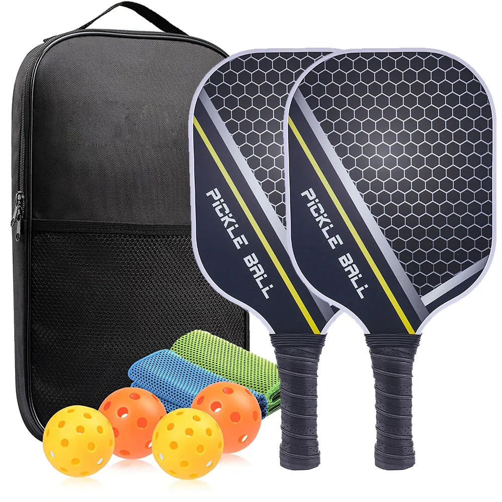 Carbon fibre graphite pickleball racket set with colour printing and bag