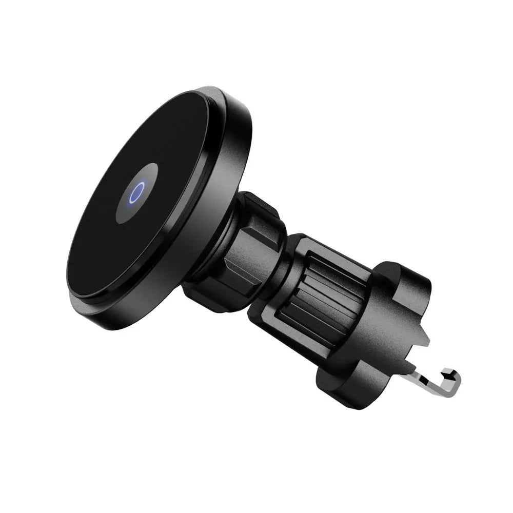 Aluminium alloy car wireless charger with magnetic bracket mounted to air vent