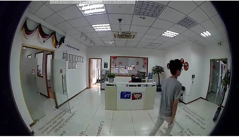 Fisheye network camera 1.3MP 1.7mm lens indoor surveillance plastic housing black colour