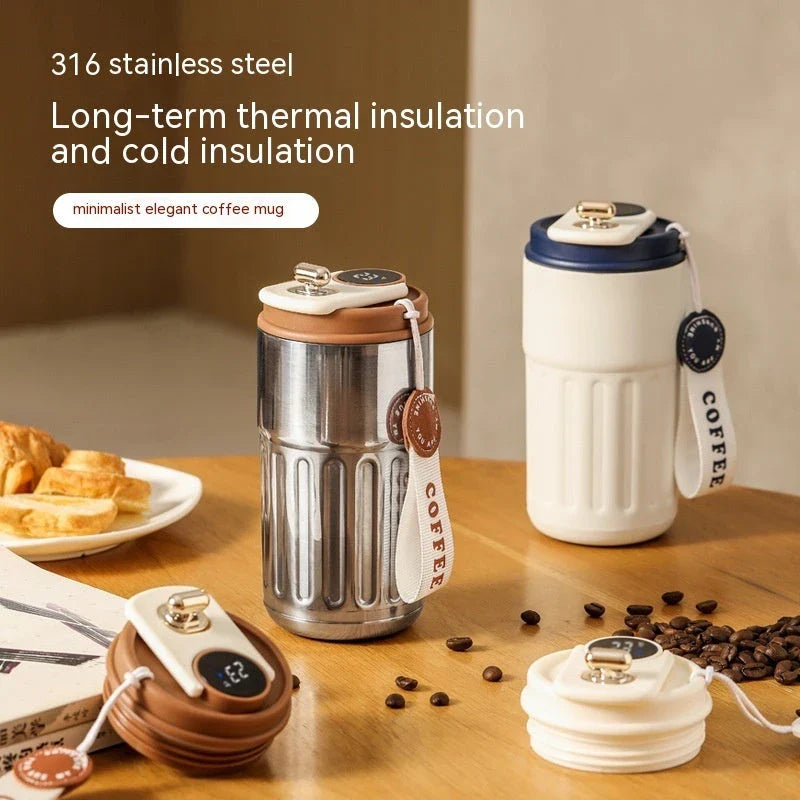 Versatile stainless steel thermal bottle with a digital temperature display, available in multiple stylish color options and a 450ml capacity