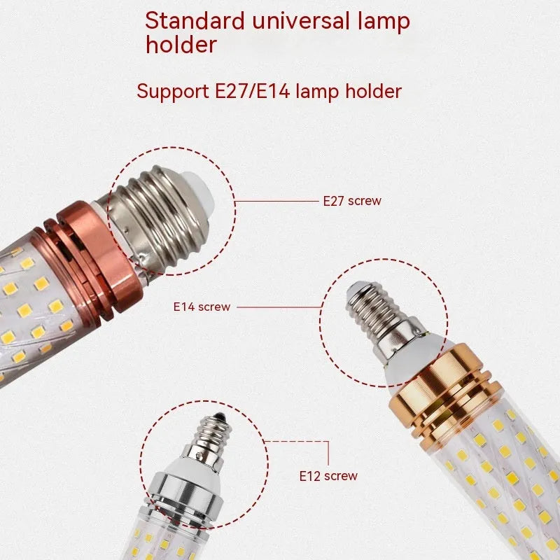 E14 screw base 12W LED corn light bulb showing 60 yellow LED beads.