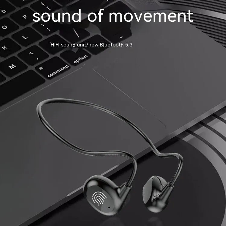 Ear hook OWS Bluetooth headset in black and white with Jerry chip, 15m range, ABS construction
