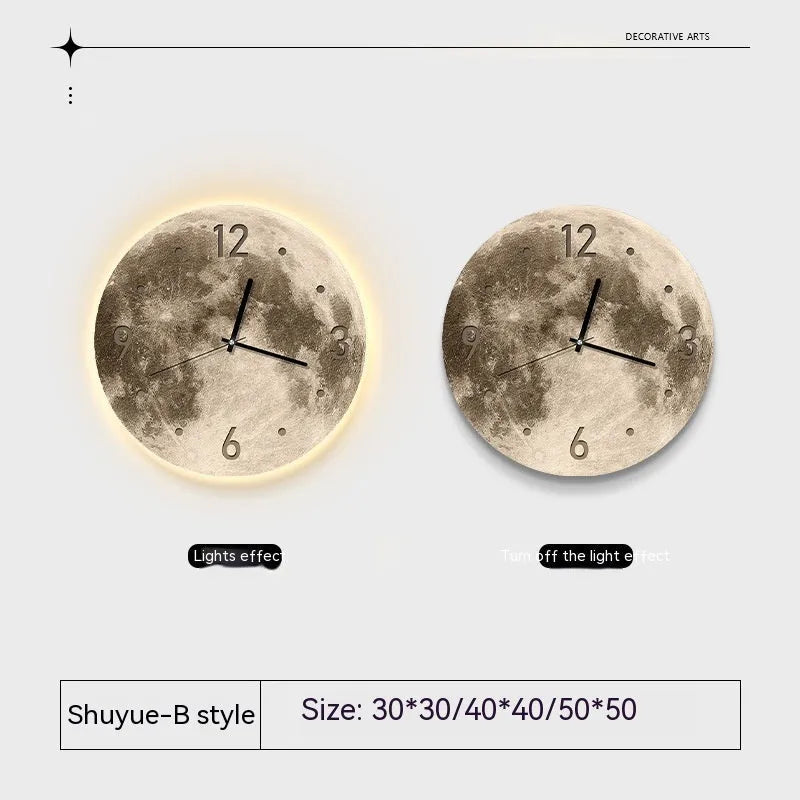 Wall clock with monthly calendar display showing optional LED ambient lighting around the perimeter