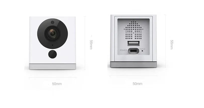 Small white 1080P Wi-Fi indoor security camera with wide-angle lens and night vision