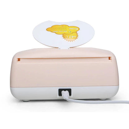 Pink steam-heated baby wipes warmer with double-layered seal design