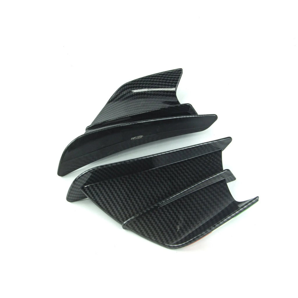 Universal motorcycle spoiler wind wing set in four pattern options showing 18x8cm dimensions