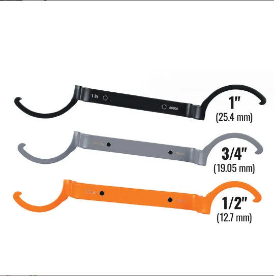 Crescent magnetic suction wrench set with three colour-coded tools for medical catheter procedures